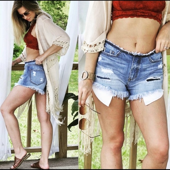 KismetsKloset Pants - The DAPHNE Distressed Denim Short